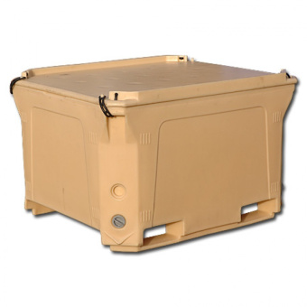 Изотермический контейнер 1000 литров 1470х1180х965 с крышкой (бежевый)